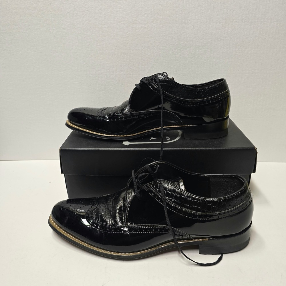 Stacy Adams Dayton Black Patent Leather Wingtip Oxford Dress Shoes Mens 10 D